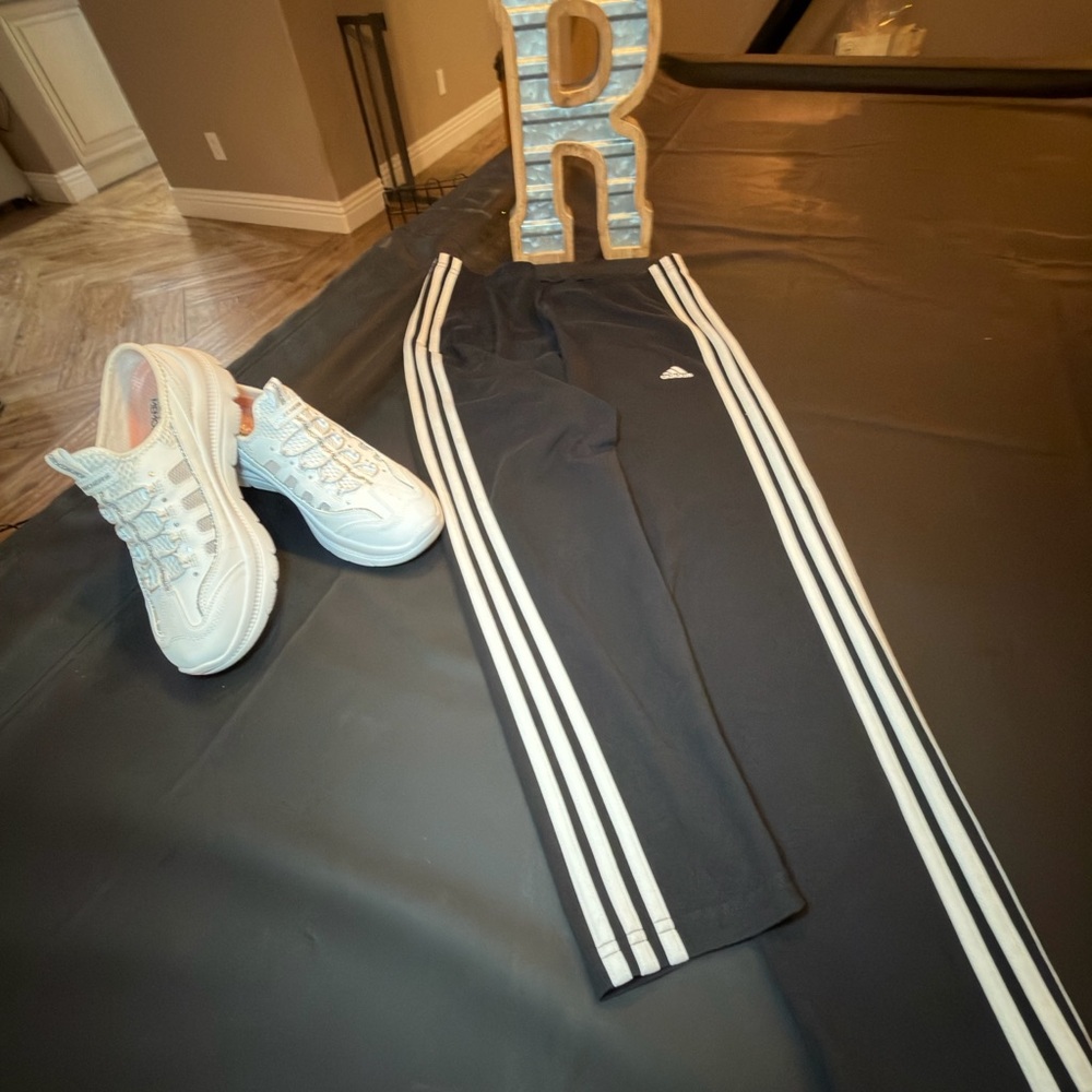 Adidas Women’s  Black Joggers with White Stripes